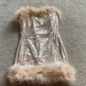 Hello Molly XS sequined/feather mini dress excellent condition
